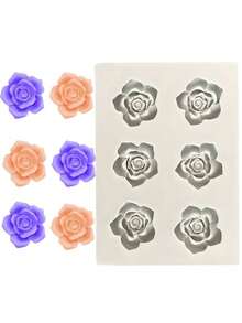 6-Cavity Rose Flower Shaped 3D Silicone Mold - Floral Mold Suitable For Scented Candles, Handmade Soaps, Wax Melts, Resin Crafts And DIY Projects | Reusable Non-Stick Silicone Mold, Great For Crafters And Gift Making. Suitable For Halloween, Christmas And Thanksgiving. - Multicolor - View 9