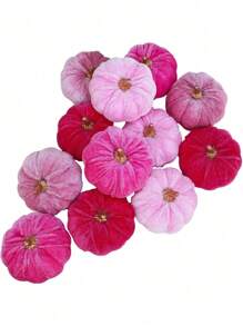 6pcs Faux Velvet Foam Fabric Pumpkins Decoration, Fall Pumpkins Decoration For Home, Assorted Velvet Pumpkins Fake Pumpkins, Pink Velvet Pumpkin Foam, Artificial Fall Table Decor, Reusable Thanksgiving, Autumn Table Centerpiece, Velvet Craft Pumpkin For Fall Home Farmhouse Harvest Thanksgiving Decorative