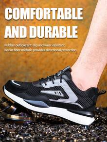 RAYDLINX Men's Summer Breathable Steel Toe Work Shoes, Puncture Resistant, Anti-Crush, Comfortable, Odor Resistant, Shoes For Construction Site