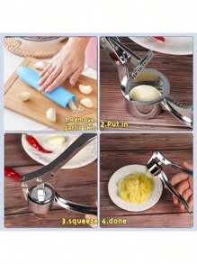 2pcs Stainless Steel Manual Garlic & Potato Grinder - Anti-Rust, Easy-Clean Kitchen Tool, Stainless Steel Garlic Press Crusher