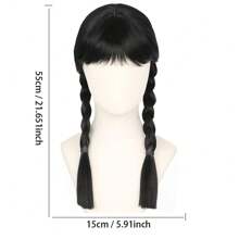 1 Pc Anime Black Wednesday Wig, Long Straight Black Woven Wig, Addams Synthetic Fiber Wig, Suitable For Girls, Suitable For Christmas, Halloween Costume Role-Playing