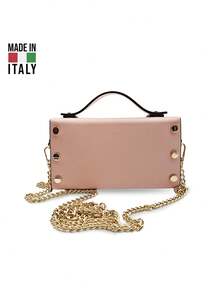 Women's Shoulder Bag. Made In Italy. Made Of Genuine Leather. Travel, Business Trip, Vacation, Work, Commuting, Light Luxury Style. Y2k. Retro, Fashionable, Popular. Lightweight. Versatile. Multiple Colors Available. - L105 Baby Pink - View 3