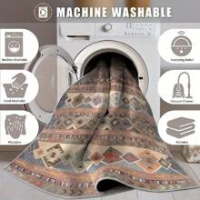 Großer Teppich/Campingdecke geeignet für Innenhof/Innenbereich, mit personalisierten bunten Boho-Mustern, hergestellt aus hochdichtem Material mit rutschfester Unterseite, farbbeständig, abriebfest, sehr saugfähig, geeignet für Holzböden und Außenbereich, leicht zu transportieren, das verstärkte Material bietet ein angenehmes Fußgefühl, Eingangsbereich Dekor Badezimmer Küche Dekor