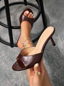 Women's Elegant Pointy Toe Smooth Patent Party & Work Versatile Fashion High Heel Sandals