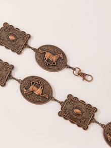 雕花腰带，韩式极简可爱装饰细腰链金属链毛衣连衣裙配饰，性感街头风，春夏秋冬皆宜 - 古銅色馬 - 查看 2