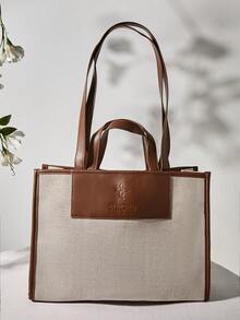 极简大容量手提包、单肩包、托特包、斜挎包 圣诞节冬季圣诞礼物 - 棕色 - 查看 1