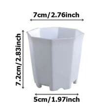 10pcs 7cm Octagonal White Flowerpot Plant Nursery Pot Table Succulent Plant Mini Planting Flowerpot Balcony Office Desktop Plant Decoration