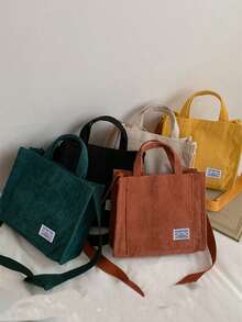 Bolsa de almuerzo de lona de pana, caja de almuerzo con cordón, bolsa de picnic de tela, pequeña bolsa de mano, recipiente de comida, bolsa de almacenamiento de alimentos para volver a la escuela, bolsa de accesorios para el almuerzo escolar, bolsa de almuerzo para mujeres, accesorios de picnic - Multicolor - Ver 1