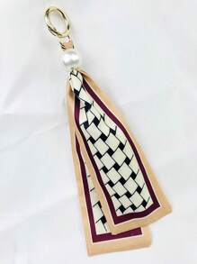 1pc Fashion Scarf Keychain Decor Creative Fabric Phone Case DIY Accessories Women Faux Pearl Handbag Jewelry