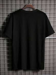Camiseta de manga corta para hombre Manfinity Homme con impresión de eslogan - Negro - Ver 2