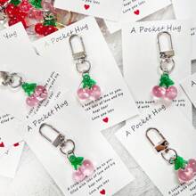 1/5/10pcs Cute Fruit Design Pocket Hug Card Gift Set, Apple/Strawberry/Cherry Shaped Keychain Charm, Backpack Decor, Wedding Party Favors, Encouragement Tokens, Home Decorations, Gifts For Family, Friends, Wedding Guests, Special Birthday, Wedding, Valentine's Day, Graduation, Back To School