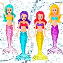 4pcs Mermaid Swimming Pool Diving Set With Glow In The Dark, Kids Swimming Pool Diving Toys, Kids Swimming Practice Diving Toys, Swimming Pool Mermaid Toys Underwater Diving Games, Diving Pool Toys, Bath Tub Toys, Floating Swimming Pool Toys, Mermaid Princess Swim Toys, Suitable For Children, Boys, Girls, Teenagers, Summer Beach Water Games, Children's Birthday Party Gifts (Random Color)
