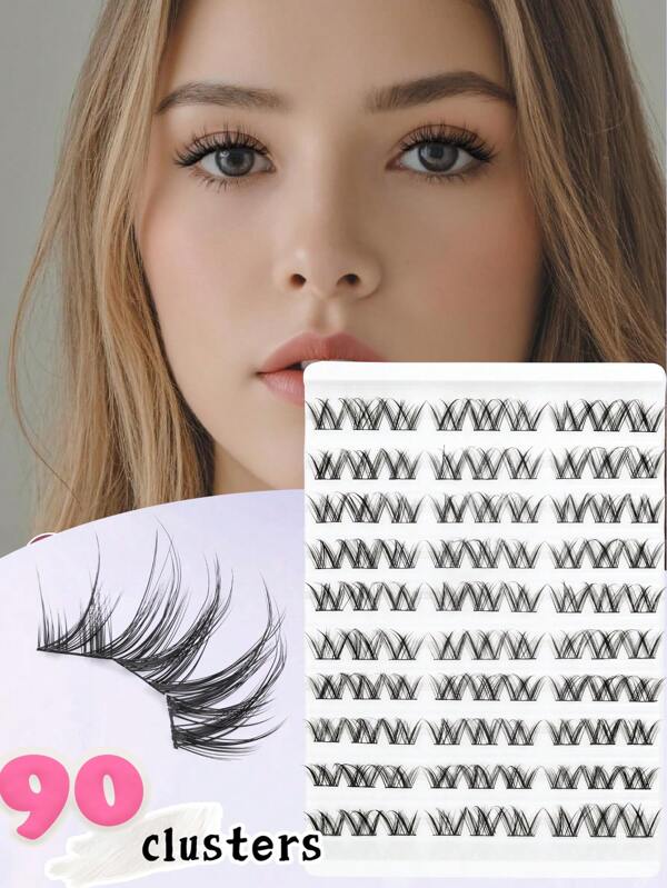 90 pz Ciuffetti di ciglie D Curl, ciglie incrociate voluminose, estensioni ciglie individuali fitte e soffici, ciglie finte naturali volume DIY, estensioni ciglie finte mink 5-13mm