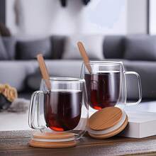 4 Pieces, 17oz/500ml,Double Walled Insulated Cup, Heat-Resistant, Transparent Coffee Cup With Handle, Suitable For Tea, Coffee, Latte, Cappuccino, Espresso, Iced Tea - Versatile For Various Holidays, The Best Gift For Boyfriends And Girlfriends. - 透明的 - 查看 5