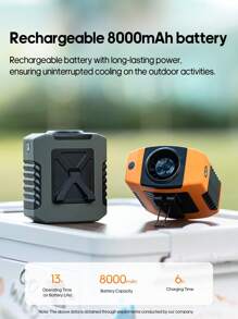 kinscoter 1 Peça Ventilador Portátil Recarregável de Alta Capacidade 8000mAh para Uso Externo, Praia, Camping, Viagens, Acessórios, Refrigerador de Ar, Bateria Portátil, Volta às Aulas, Mini Ventilador Pessoal com Lanterna