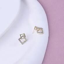1 对女士简约几何水钻耳环，适合节日、派对、婚礼