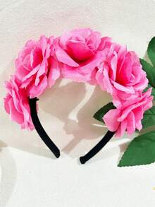 1件装女士金色、银色、红色、蓝色玫瑰花仿真花黑色发箍，圣诞节、新娘婚礼装饰发圈，女士发带发饰头饰美容家居卧室装饰 - 玫瑰 - 查看 15