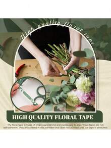 1 Roll Floral Stem Wrap Tape Green Floral Tape Diy Wedding Bouquet Stem Wrapping Packaging Material,Flower Shop Valentine's Day Mother's Day Father's Day Bouquet Wrapping Material,Adhesive Bouquet Tape For Bouquet Wrapping And Floral Arrangement Decoration, Wedding Supplies,Flower Ta - Green - View 2