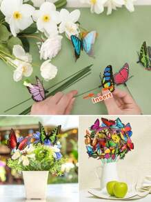 20pcs Colorful Garden Butterfly Stakes, Decorative Waterproof Butterfly Garden Stake, Decor 3D Butterfly Party, Supplies Yard Stakes For Garden Patio Lawn, Rnaments Party Plant Pot Decorations, Wedding Decoration, Garden Decoration, Valentine's Day Modern Home Decorations, Flower Pots And Bonsai Glowing Colourful Decorations, Garden Decor, Garden