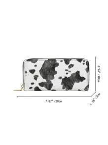 Cow Print Zipper Wallet PU Leather Daily Gift Coin Purse Casual Wallet For Women Money Wallet Purse Wallet Long Wallet Wallet Keychain Wristlet Wallet