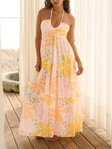 Spring And Summer Fashion Print Sling Tea Break French Beautiful Unique Seaside Holiday Dress - Multicolor - View 1