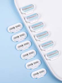 12pcs 3-Blade Venus Razor Replacement Cartridges With Lubrication Strip, Stainless Steel Blades, Soft Blue - Baby Pink - View 4