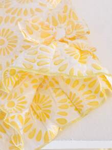 Kleine Mädchen Lässig Vintage Jacquard strukturierte Weste mit Schleifendekor und Hose Set, bequem