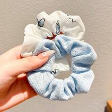 2pcs Retro Casual Ditsy Floral & Plaid Fabric Scrunchies Set - Multicolor - View 7