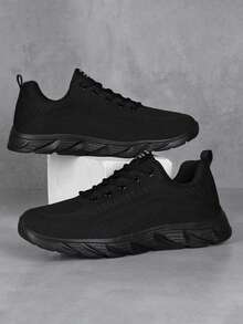 2024 New Mesh Breathable Casual Sneakers For Plus Size Men, Fashion Road Running Shoes - Black - View 17