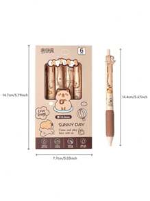 Zestaw 6 długopisów żelowych Capybara, 0,5 mm czarny tusz, cienkie końcówki do pisania, artykuły biurowe i szkolne dla dziewcząt, chłopców i nastolatków, powrót do szkoły