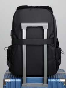 1pc Nylon Water-Resistant Multi-Functional Backpack, Fits Laptop, Business, School, Casual, Travel, Sports, Suitable For College & High School Students