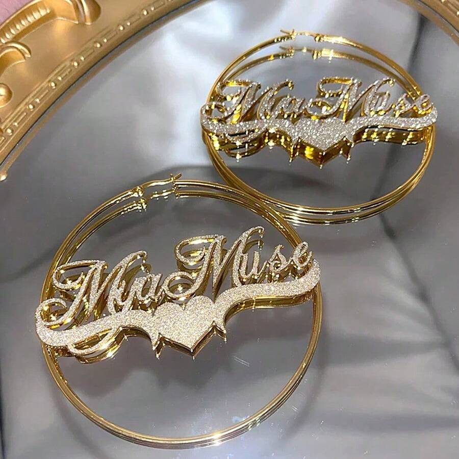 Personalisierte Edelstahl-Ohrringe mit Wunschname auf Englisch, Namensplakette-ID-Ohrringe, Abschlussgeschenk für die Beste Freundin, Schmuckgeschenk für sie, minimalistischer Stil, klassisches 18 Karat vergoldetes Edelstahl, ideales Geschenk für sie, Freund, Freundin, Vater, Mutter, Familie, Freunde, für Jahrestage, Geburtstage, Abschluss, Abiball, Partys, Goldschmuck