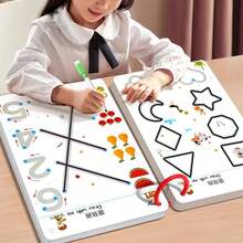 32 páginas/libro, cuaderno reutilizable de práctica de escritura a mano, libro de trabajo de caligrafía escolar, libro de aprendizaje del alfabeto inglés, libro educativo Montessori, educativo. (Incluye 2 bolígrafos de escritura y 1 pizarra borrable) - Multicolor - Ver 1