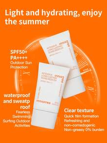 高倍防晒、持久防水 Innisfree 济州火山泥防晒霜 EX，60ml，SPF50+ PA++++，蕴含济州绿茶和积雪草提取物，质地轻盈，不泛白，防水防汗，舒缓修护，适合油性/混合性肌肤，户外及海滩使用 - 橘色 - 查看 4