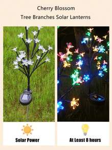 1 Stück Solar Kirschblüten-Licht, Solar Gartenbeleuchtung, 20 LED Außen-Rasenlicht, Hof-Dekoration, Garten-Landschaftsbeleuchtung