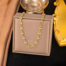 1 Stück Edelstahl Kaffee Bohnen Armband, exklusives 18 Karat Gold Halskette