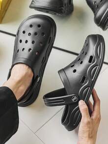 2025新款男女款透气镂空凉鞋百搭双向穿沙滩防臭防滑休闲 - 黑色 - 查看 5