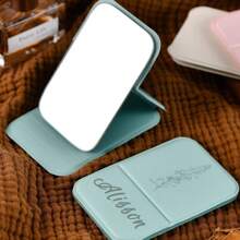 Custom Name Square Makeup Mirror - Personalized Bridesmaid Gift With Logo, Portable Folding Travel Mirror, Compact Pocket Mirror For Women, Wedding Party Favors, Engraved Cosmetic Mirror,Graphic Print