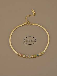 1 chiếc lắc chân bằng thép không gỉ đính đá Rhinestone tinh tế, món quà thời trang và quyến rũ dành cho phụ nữ (Màu pha lê có chút thay đổi) - Vàng - Xem 7