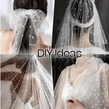 1 pezzo - Runners da tavolo decorati con perle finte, copritavolo da matrimonio in tulle bianco con perle, decorazione per arco da matrimonio, doccia nuziale, decorazione per feste, nastri per sedie, decorazioni per pareti di eventi, Natale, matrimonio. Nuovo tessuto di maglia in nylon con perle cave, decorazioni per feste di San Valentino, raduni familiari, regali, decorazioni per compleanni, addio al nubilato, estate, spiaggia, ritorno a scuola, forniture scolastiche, decorazione della stanza