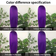 Mint Blue Synthetic Lace Front Wigs Glueless Long Silky Straight Hair 13x4 HD Transparent Lace Wigs For Women Light Blue Green Color Heat Resistant Fiber Hair Natural Hairline Baby Hair Daily  Party Cosplay Halloween Use - 紫色 - 查看 9