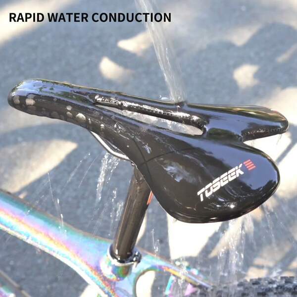 TOSEEK Official TOSEEK Bicycle Saddle, Mtb Saddle Carbon Comfort Pad, Comfortable And Breathable Bicycle Seat Saddle, Plastic/ PVC Leather Riding Seat