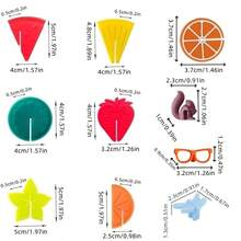 1Set Silicone Wine Glass Labels, Water And Drink Cup Decorations, Party Wine And Champagne Flute Identification Markers, Wedding And Birthday Supplies, Home And Party Decorations - Multicolor - View 2