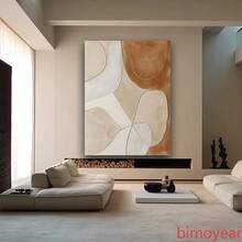 Tranh treo tường trừu tượng tối giản thủ công bằng vải canvas - Phong cách Wabi-Sabi, Không khung, Sơn tinh tế có họa tiết, Lý tưởng cho trang trí phòng khách hoặc văn phòng hiện đại, Tranh treo tường văn phòng | Tranh treo tường trừu tượng | Nghệ thuật thủ công, Trang trí tường, Hoàn hảo cho phòng - Nhiều màu - Xem 8