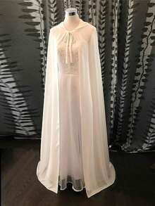 1 件女士雪纺披风，适合晚礼服、婚礼披肩、白色/红色/黑色连帽斗篷、成人万圣节角色扮演女巫服装 - 彩色 - 查看 1