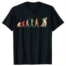 Funny Salsa Dance Evolution Vintage Classic T-Shirts  Wo Fashion Casual Tshirt 100% Cotton Loose Oversized T Shirt Summer220g High-Quality Pure Cotton T-Shirt With Minimalist Printing, Soft And Breathable Fabric, Comfortable And Loose, Suitable For All Day Wear, Suitable For Office Casual Wear, Spring And Summer Daily Appearance, Elegant And Youthful Design - Black - View 1