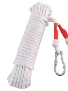 1 Pc (1000cm/394in) Steel Core Clothesline, Wind Resistant No Drill Needed Extra Long Steel Cord Clothesline With 2 Hooks, Outdoor/Indoor Drying Rope, Camping Accessory