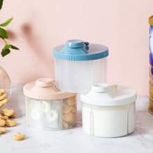 1pc Portable Rotary Multi-Compartment Baby Milk Powder Container, Easy To Disassemble And Clean