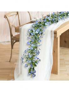 1pc Artificial Morning Glory Garland UV Resistant Faux Floral Vine With Green Leaves Hanging Simulation Morning Glory Plant For For Home Garden Wedding Decor & Photo Backdrop Birthday Gift Graduation Decor - Multicolor - View 1