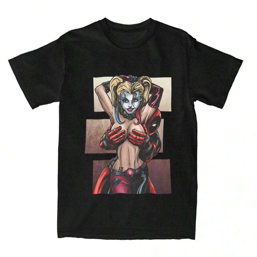 Cool Summer Men Women's T-Shirts Deadpools Is No Joke Funny Pure Cotton Tee Shirt Short Sleeve T Shirts Crew Neck Clothes Gift Idea - Black - View 1